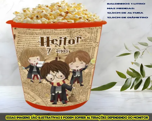 Balde de Pipoca Personalizado Harry Potter