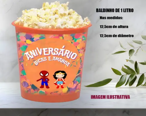 Balde de Pipoca Personalizado Super Heróis