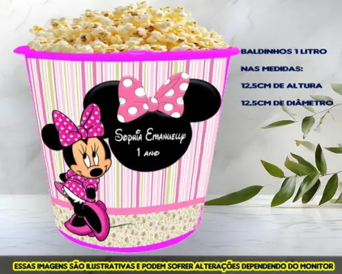 Balde Personalizado da Minnie Rosa