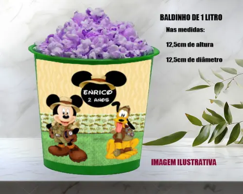 Baldinho de Pipoca Personalizado do Mickey Safari