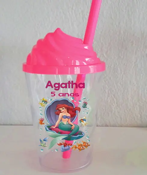 Copo com a Tampa Chantilly da Sereia Ariel