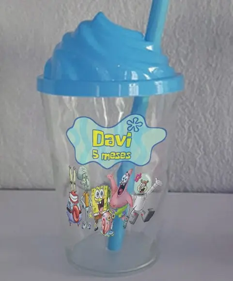 Copo com Tampa Chantilly Bob Esponja