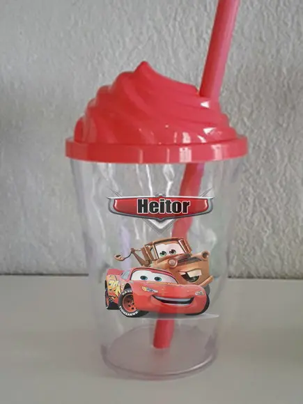 Copo com Tampa Chantily Macqueen Carros Disney