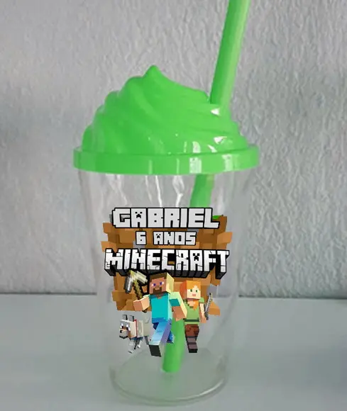 Copo Twister com a Tampa Chantily Minecraft