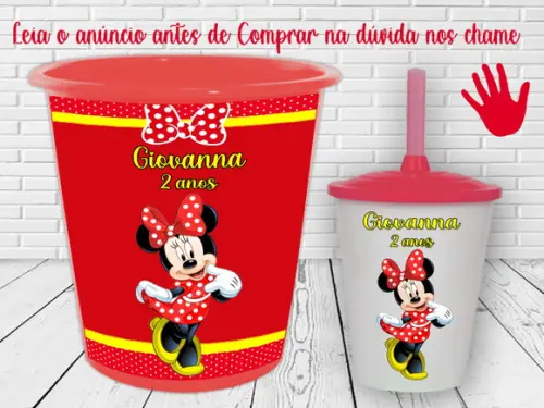 Kit Balde de Pipoca e Copo Twister da Minnie