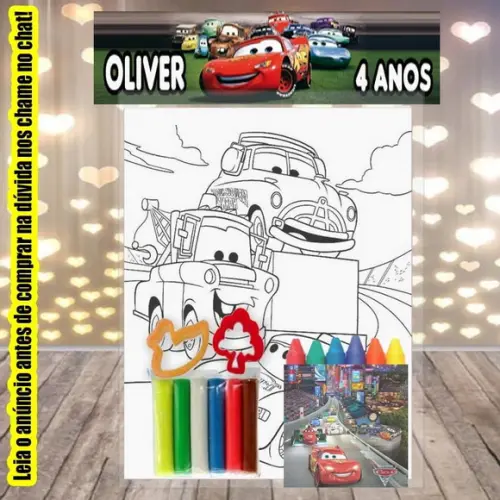 Kit Colorir + Kit Massinha Modelar Carros Disney