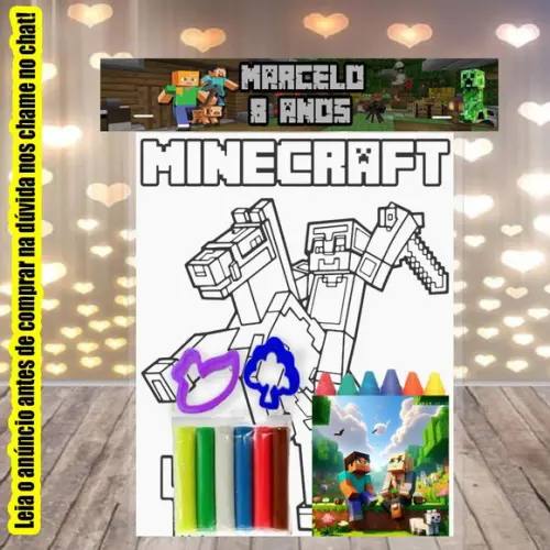 Kit Colorir + Massinha de Modelar do Minecraft