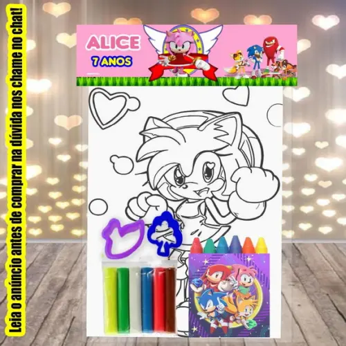 Kit Colorir +massinha de Modelar Amy Rose Sonic