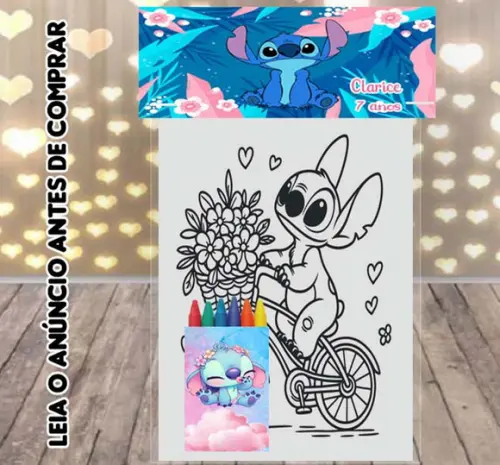 Kit Colorir com Giz de Cera do Stitch