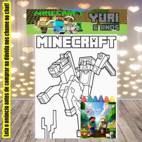 Kit Colorir com Giz de Cera Minecraft