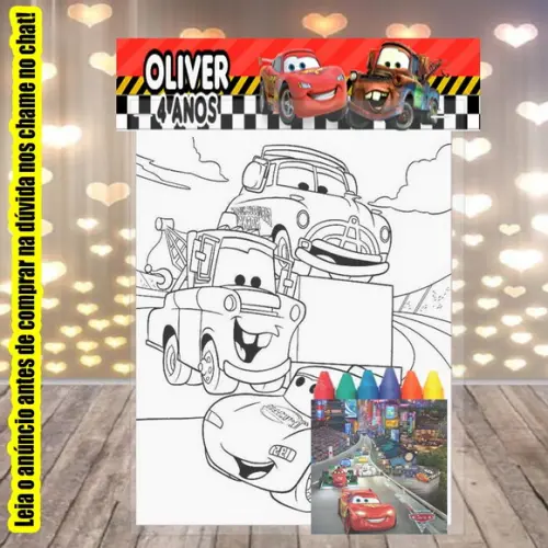 Kit Colorir com Giz de Kit Cera dos Carros Disney