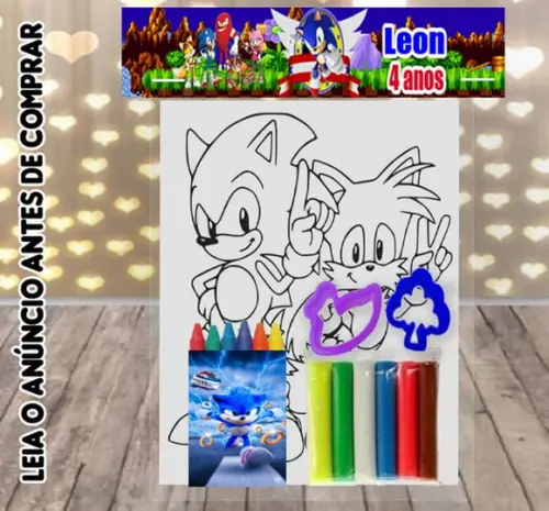 Kit Colorir+kit Massinha de Modelar do Sonic
