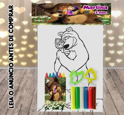 Kit Colorir+kit Massinha de Modelar Marsha e o Urso
