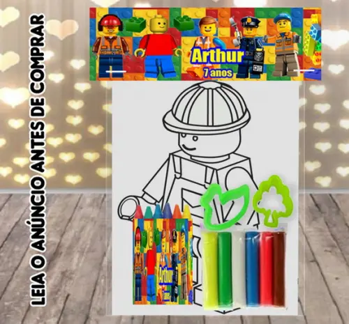 Kit Colorir+massinha de Modelar Lego