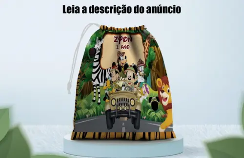 Kit com 30 Saquinho Personalizado do Mickey Safari