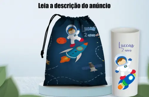 Kit com Saquinhos 28x18 + Copos Long Drink Astronauta