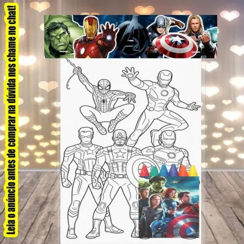 Kit Desenhos de Colorir com Giz de Cera Vingadores