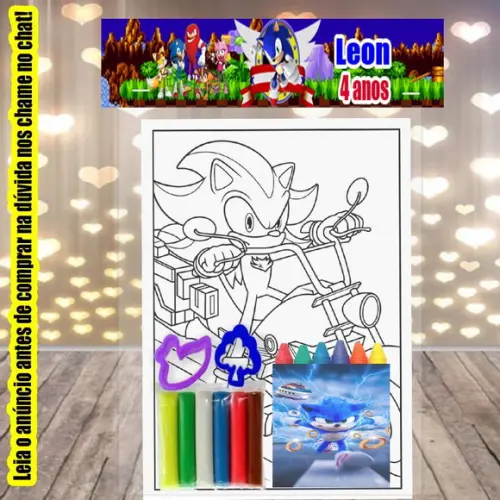 Kit do Sonic Colorir+massinha de Modelar+forminhas