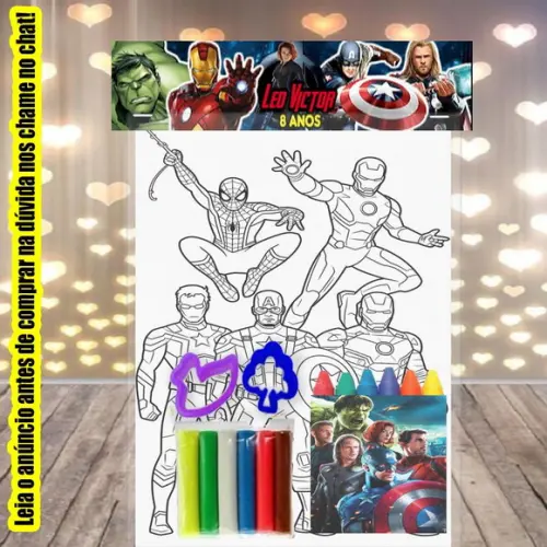 Kit Lembrancinha Vingadores Kit Colorir+kit Massinha Modelar