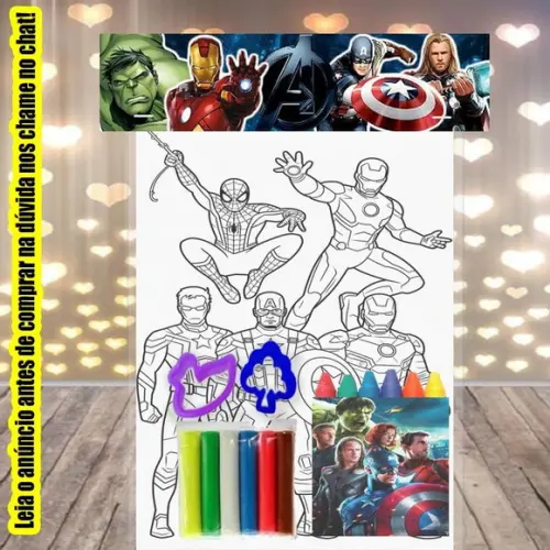 Kit Lembrancinhas Colorir+massinha de Modelar dos Vingadores