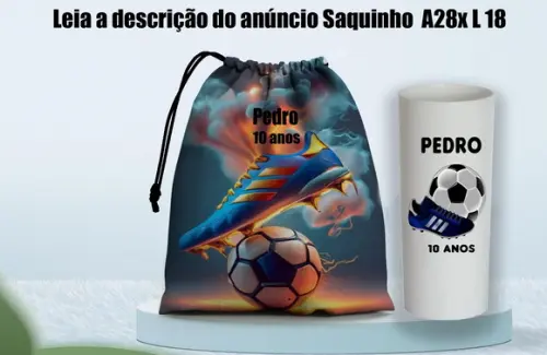 Kit Saquinho Surpresa e Copo Long Drink para Futebol