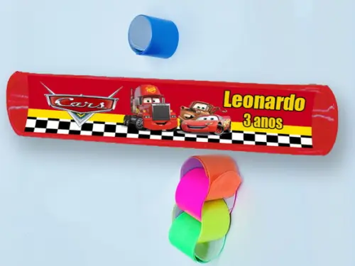 Lembrancinhas Festa Carros Disney Pulseira Bate e Enrola