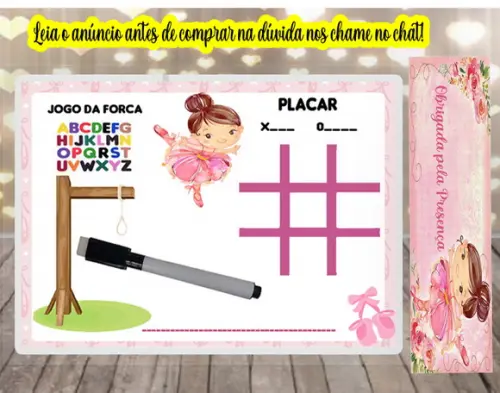 Lousa com Joguinhos Personalizado Bailarina
