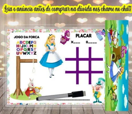 Lousa Joguinho Forca e Jogo da Velha da Alice
