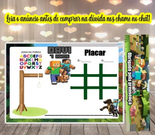 Lousa Joguinhos da Velha e Forca Minecraft