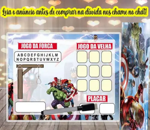 Lousa Mágica Joguinhos dos Vingadores