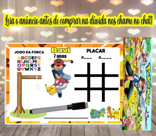 Lousa Magica Joguinhos para Lembrancinhas Pokemon