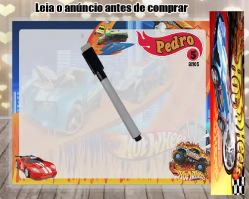 Lousa Mágica para Lembrancinhas do Hot Wheels