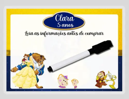 Lousa Magica Personalizada da Bela e a Fera