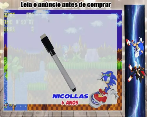 Lousa Magica Personalizada do Sonic