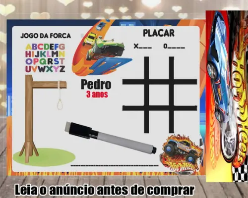 Lousa Personalizada da Hot Wheels