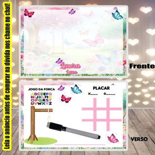 Lousa Personalizada para Lembrancinhas Jardim das Borboletas