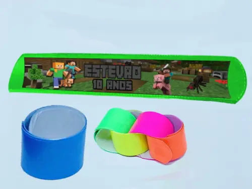 Minecraft Pulseira Bate e Enrola para Lembrancinhas