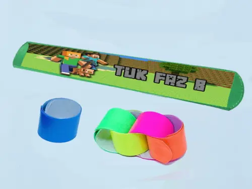 Pulseira Bate e Enrola do Minecraft Cores Sortidas