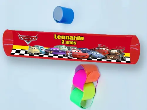 Pulseira Bate e Enrola para Festa Carros Disney Mcqueen