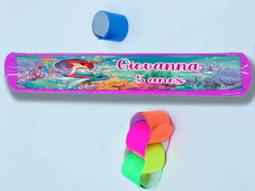 Pulseira Bate e Enrola Personalizada da Sereia Ariel
