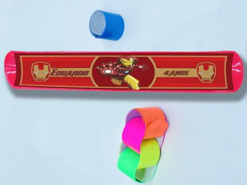 Pulseira Bate e Enrola Personalizada do Homem de Ferro