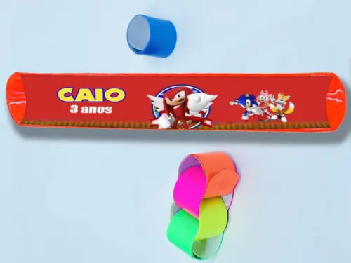 Pulseira Bate e Enrola Personalizada do Sonic