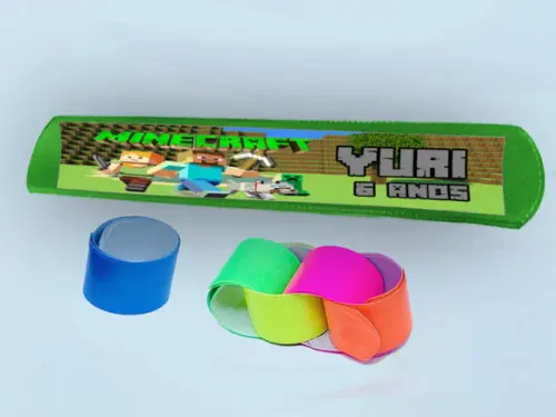 Pulseira Bate e Enrola Personalizada Minecraft