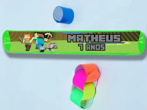 Pulseira Bate e Enrola Personalizado Minecraft