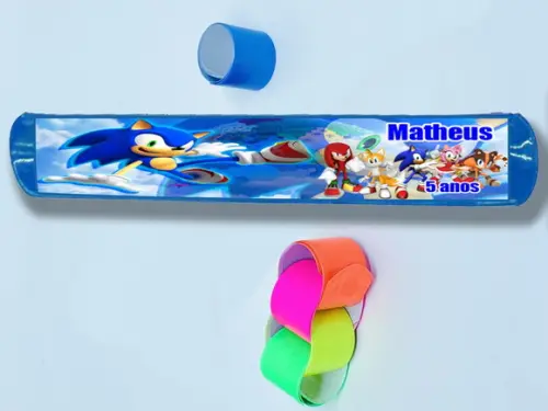 Pulseira Personalizada Bate e Enrola do Sonic