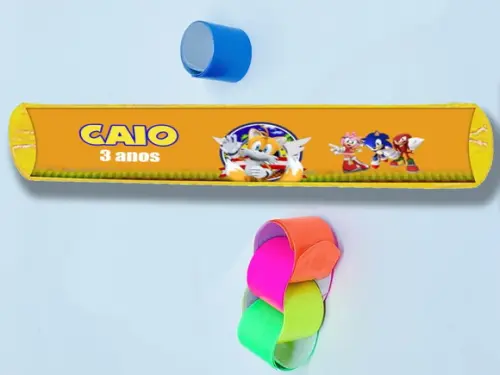 Pulseira de Festa Infantil Bate e Enrola do Sonic