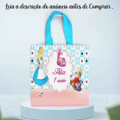 Sacolinha de Tecido da Alice no Pais das Maravilhas