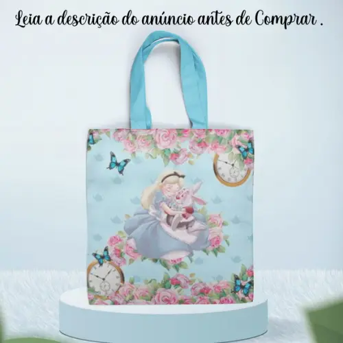 Sacolinha de Tecido Ecobag da Alice no Pais das Maravilhas