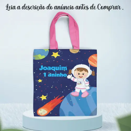 Sacolinha de Tecido Personalizada Astronauta Menina