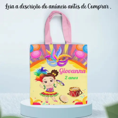 Sacolinha de Tecido Personalizada Bloquinho de Carnaval